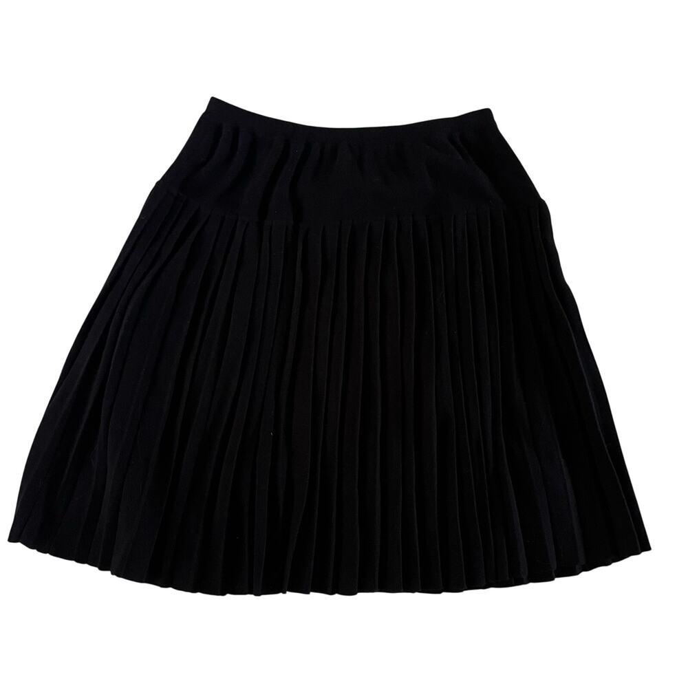 NWT Vtg Y2K Black Pleated Knit Skirt Plus Sz 2X Preppy Minimalist Stretch
